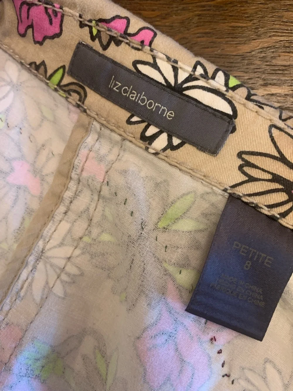 Liz Claiborne altered Floral Jean Jacket with Yellow Back Panel - Picture 4 of 12